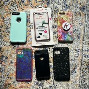 Large Lot of iPhone Cases plus one case with a pop socket